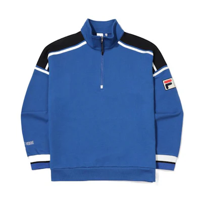 FILA FW22 Colorblock Half-Zip Oversized Long-Sleeve Sweatshirt Blue Unisex FS2POE4121X-DBU