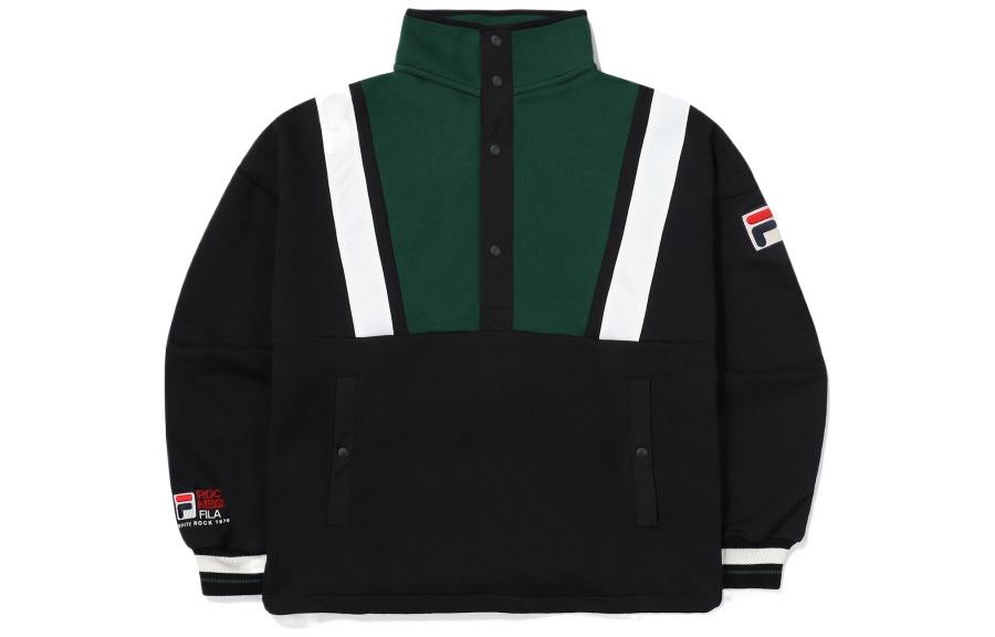 FILA FW22 Colorblock Logo Print Turtleneck Long-Sleeve Sweatshirt Black (Men) FS2POE4122X-BLK