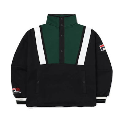 FILA FW22 Colorblock Logo Print Turtleneck Long-Sleeve Sweatshirt Black (Men) FS2POE4122X-BLK