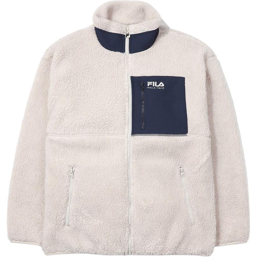 FILA FW22 Colorblock Zip Pocket Long Sleeve Jacket Unisex Off-White FE2JKE6105X-BEI