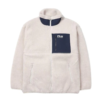 FILA FW22 Colorblock Zip Pocket Long Sleeve Jacket Unisex Off-White FE2JKE6105X-BEI