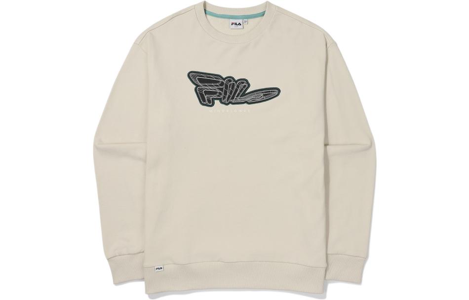 FILA FW22 Cream Unisex Pullover Sweatshirt with Letter Logo Print FS2POE3112X-CRM