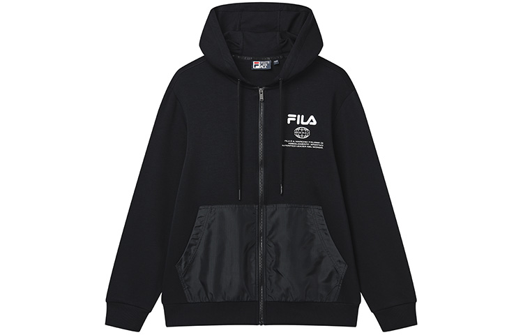 FILA FW22 Embroidered Logo Oversized Knit Hoodie Jacket - Black F11M239501F-BK