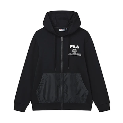 FILA FW22 Embroidered Logo Oversized Knit Hoodie Jacket - Black F11M239501F-BK