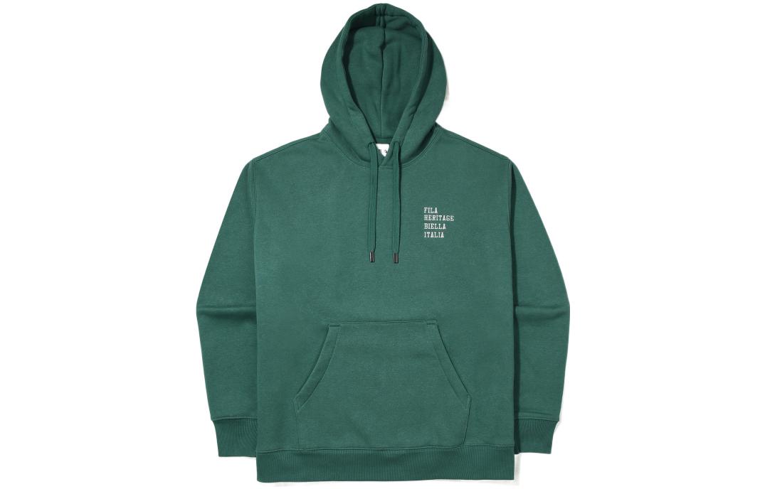 FILA FW22 Green Unisex Hoodie with Letter Detail and Drawstring FS2POE4104X-DGN