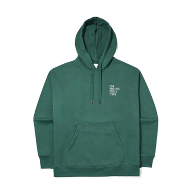 FILA FW22 Green Unisex Hoodie with Letter Detail and Drawstring FS2POE4104X-DGN