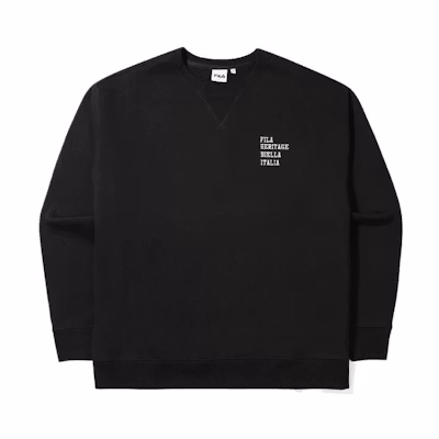 FILA FW22 Oversized Letter Detail Crewneck Pullover Sweatshirt Black () FS2POE4103X-BLK