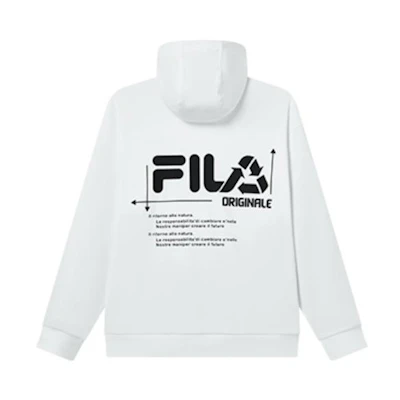 FILA FW22 Retro Pullover Hoodie with Back Letter Print - White F11M239204F-WT