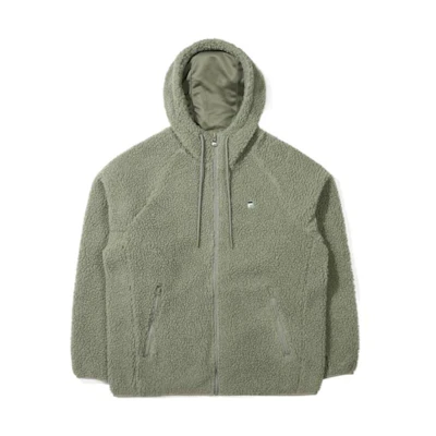 FILA FW22 Solid Color Zip-Up Hoodie Jacket with Back Logo Embroidery Green Unisex FE2JKE6101X-KHI