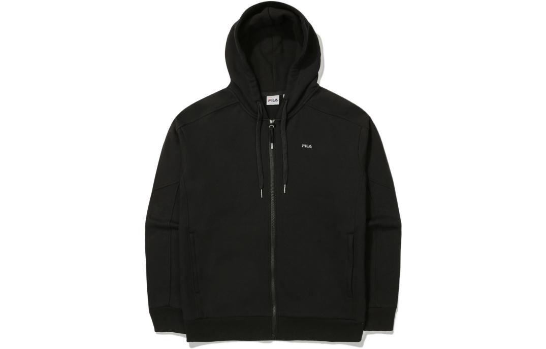 FILA FW22 Solid Color Zip-Up Hoodie Unisex Black FS2FTE3103X-BLK