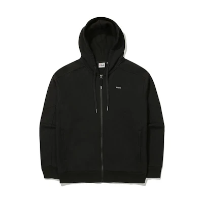 FILA FW22 Solid Color Zip-Up Hoodie Unisex Black FS2FTE3103X-BLK