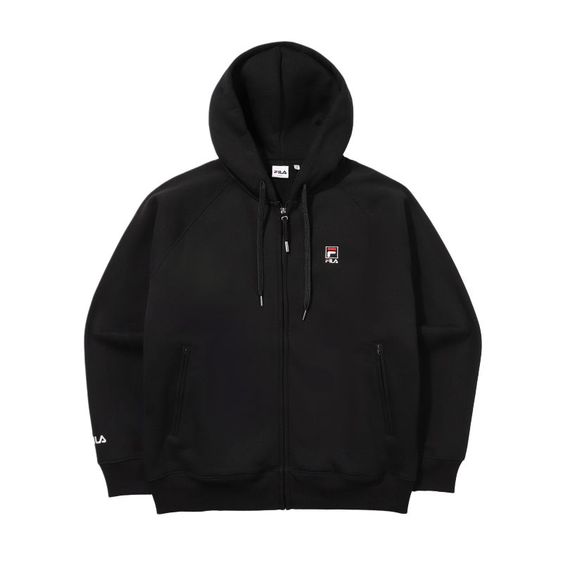 FILA FW22 Solid Logo Zip-Up Hoodie Jacket Unisex - Black FS2FTE4101X-BLK