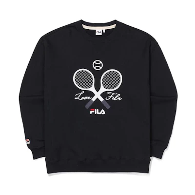 FILA FW22 Tennis Print Crewneck Sweatshirt Unisex Black FS2POE3301X-INA