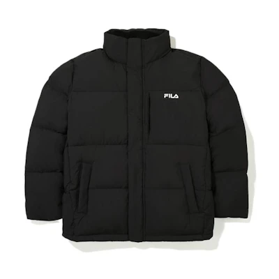 FILA FW22 Unisex Black Quilted Loose Fit Puffer Down Jacket FS2DJE4101X-BLK