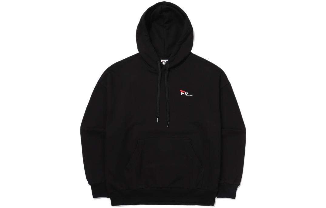 FILA FW22 Unisex Logo Print Drawstring Hoodie Black FS2POE3106X-BLK