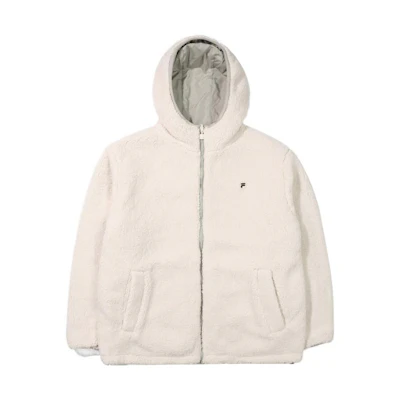 FILA FW22 Unisex Reversible Solid Hoodie Jacket Ivory White FE2JKE6102X-CRM