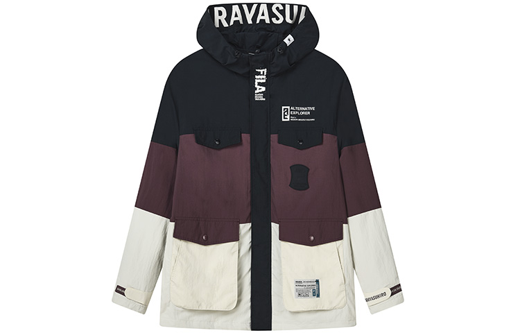 FILA FW22 x MIHARA  Cactus Gray-Pink Hooded Cotton Jacket Set. F11M243701F-LP