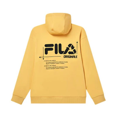 FILA FW22 Yellow Pullover Hoodie with Back Letter Print F11M239204F-YE