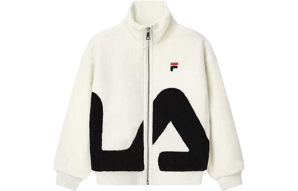 FILA FW23 Big Logo Retro Colorblock Fleece Jacket Unisex Thick Warm Coat. F51U248926F