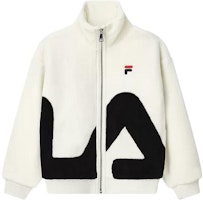 FILA FW23 Big Logo Retro Colorblock Fleece Jacket Unisex Thick Warm Coat. F51U248926F FILA FW23 Big Logo Retro Colorblock Fleece Jacket Unisex Thick Warm Coat. F51U248926F