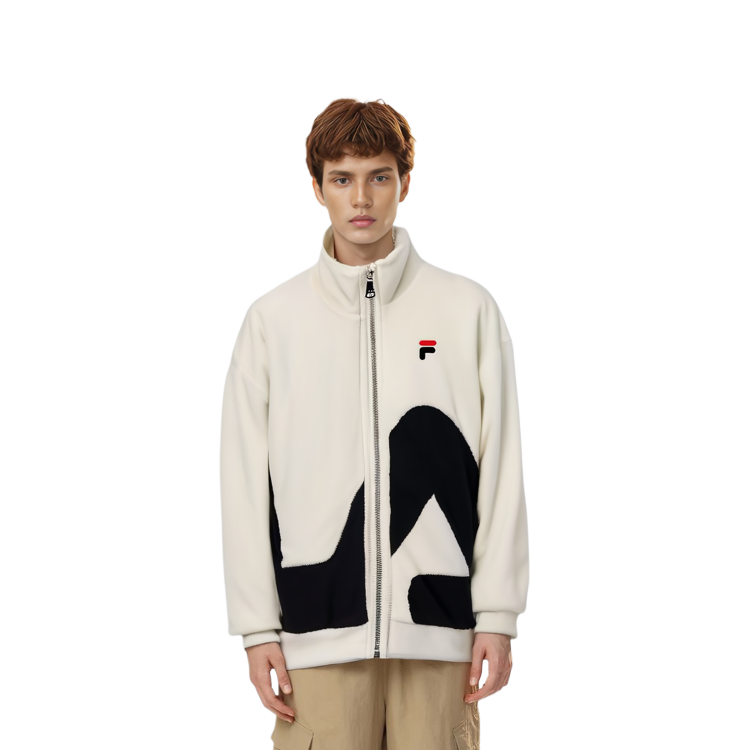 Details for FILA FW23 Jaket Fleece Retro Big Logo Colorblock Unisex Tebal Hangat. F51U248926F
