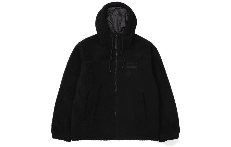FILA FW23 Black Fitted Solid Zip-Up Hoodie Jacket FS2PLF4102X-BLK