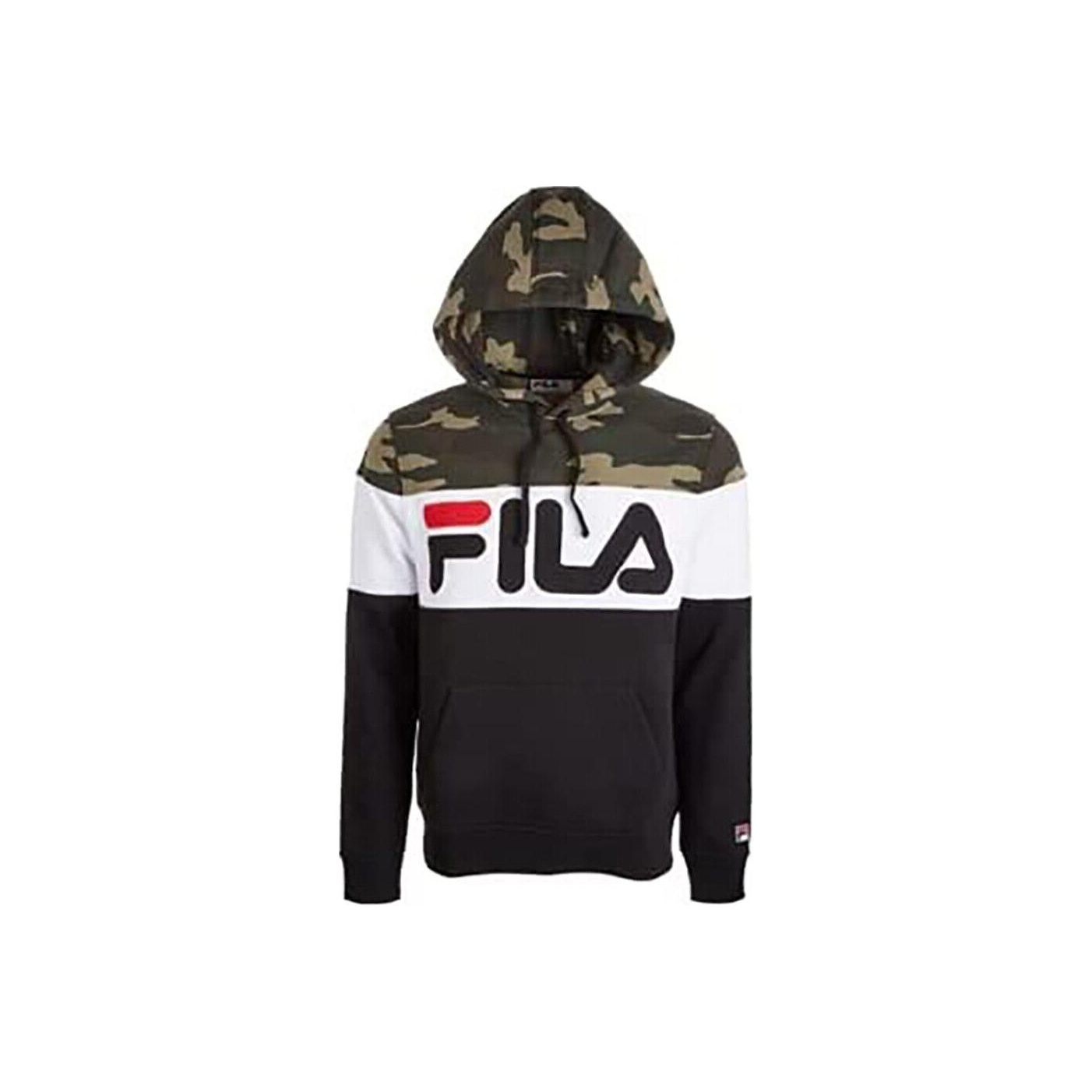 FILA FW23 Black Printed Hoodie with Drawstring Long Sleeves LM017335-001