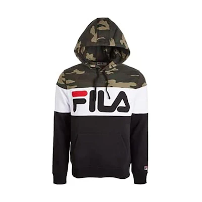 FILA FW23 Black Printed Hoodie with Drawstring Long Sleeves LM017335-001