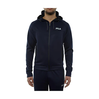 FILA FW23 Full-Zip Hoodie in Solid Navy Blue with Logo Design LM183611-412