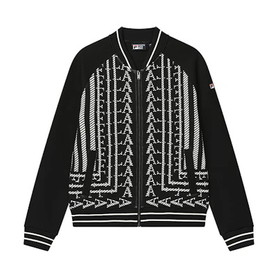 FILA Geometric Knit Zip-Up Jacket in Black F11M318502F-BK