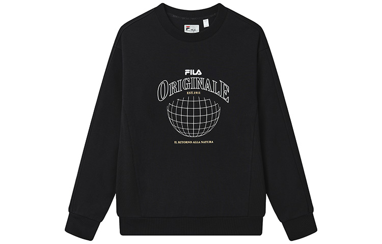 FILA Geometric Logo Casual Knit Pullover Sweatshirt - Black (Fall Season) F11M239202FBK