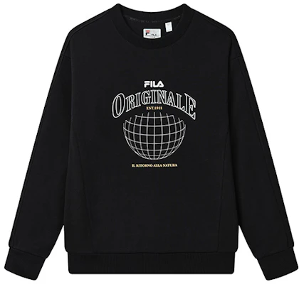 FILA Geometric Logo Casual Knit Pullover Sweatshirt - Black (Fall Season) F11M239202FBK Buy FILA Geometric Logo Casual Knit Pullover Sweatshirt - Black (Fall Season) F11M239202FBK