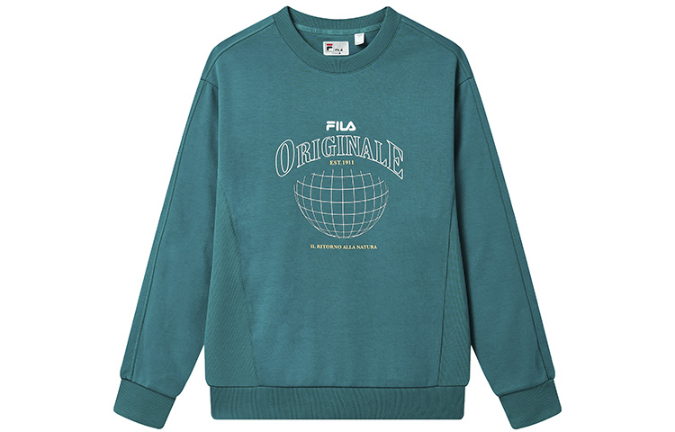 FILA Geometric Logo Knit Pullover Sweatshirt in Modern Green F11M239202F-GN