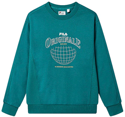 FILA Geometric Logo Knit Pullover Sweatshirt Warna Hijau Modern F11M239202F-GN Buy FILA Geometric Logo Knit Pullover Sweatshirt Warna Hijau Modern F11M239202F-GN
