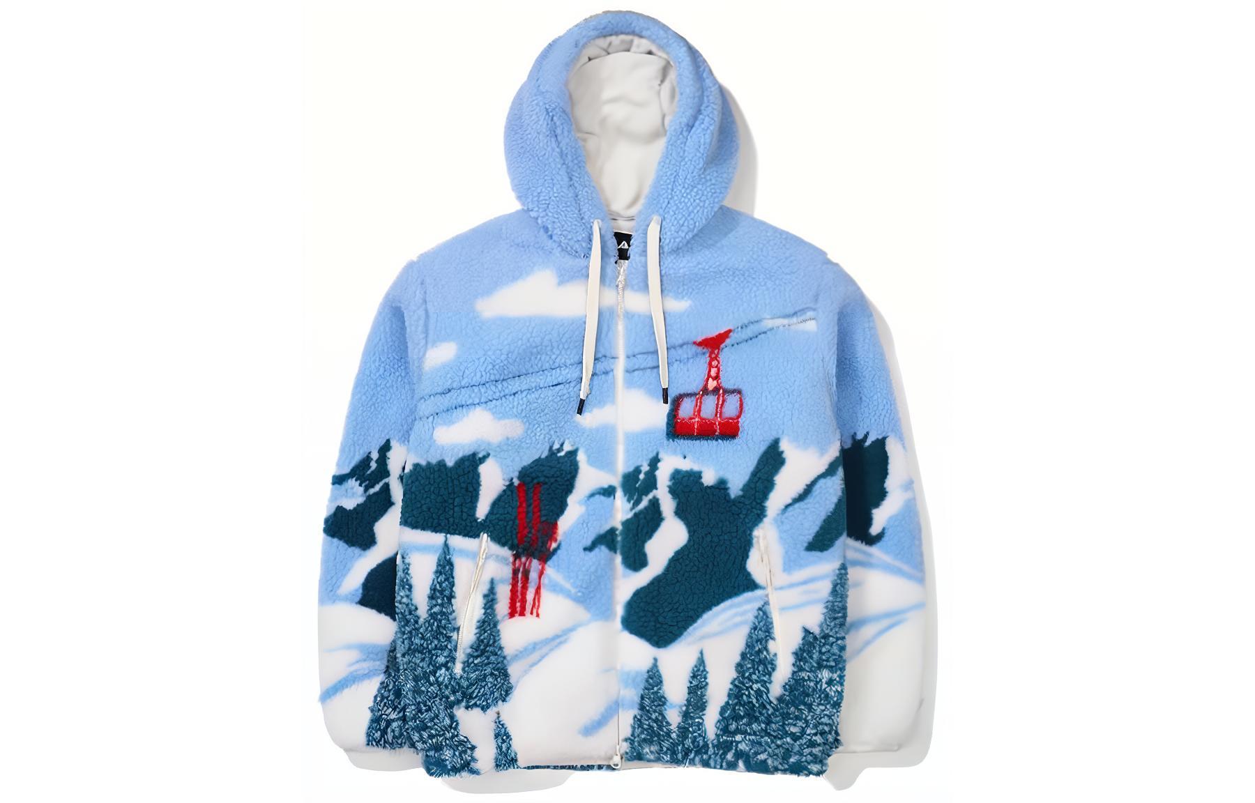 FILA Geometric Pattern Blue Hoodie Jacket Unisex FS2PLF4111X-LBU