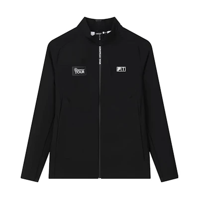 FILA GOLF Color-Block Logo Print Knit Jacket Black - Casual Outerwear A11M215517F-BK