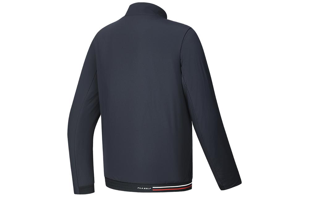 Lookbook FILA Golf Elite Jaket Biru Legendaris - Warna Solid, Kerah Standar. A11M415904F-NV