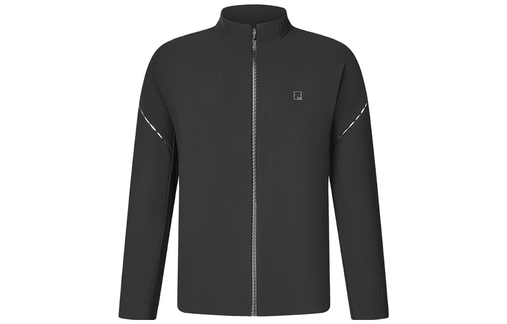 FILA Golf Elite Knitted Jacket Solid Color Stand Collar - Deep Black A11M345501F-BK