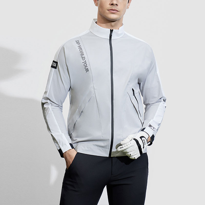 FILA Golf Elite Letter Print Stand Collar Jacket Mist Gray Blue A11M415705F-LB 圖 4