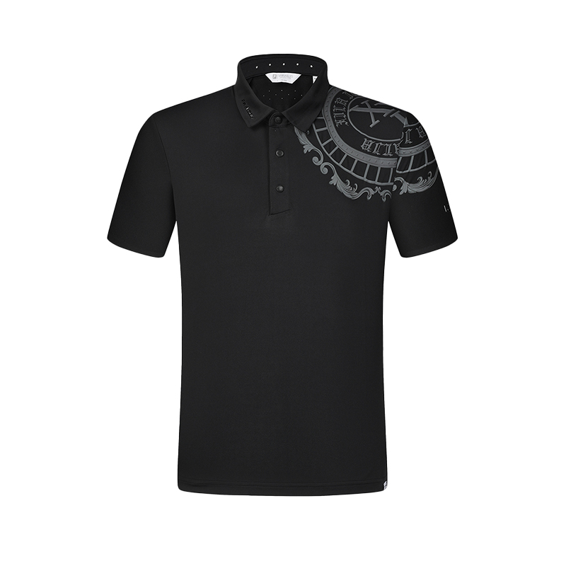 FILA Golf Versailles Collab Black Knit Polo Shirt - Stylish & Versatile. A11M425109FBK