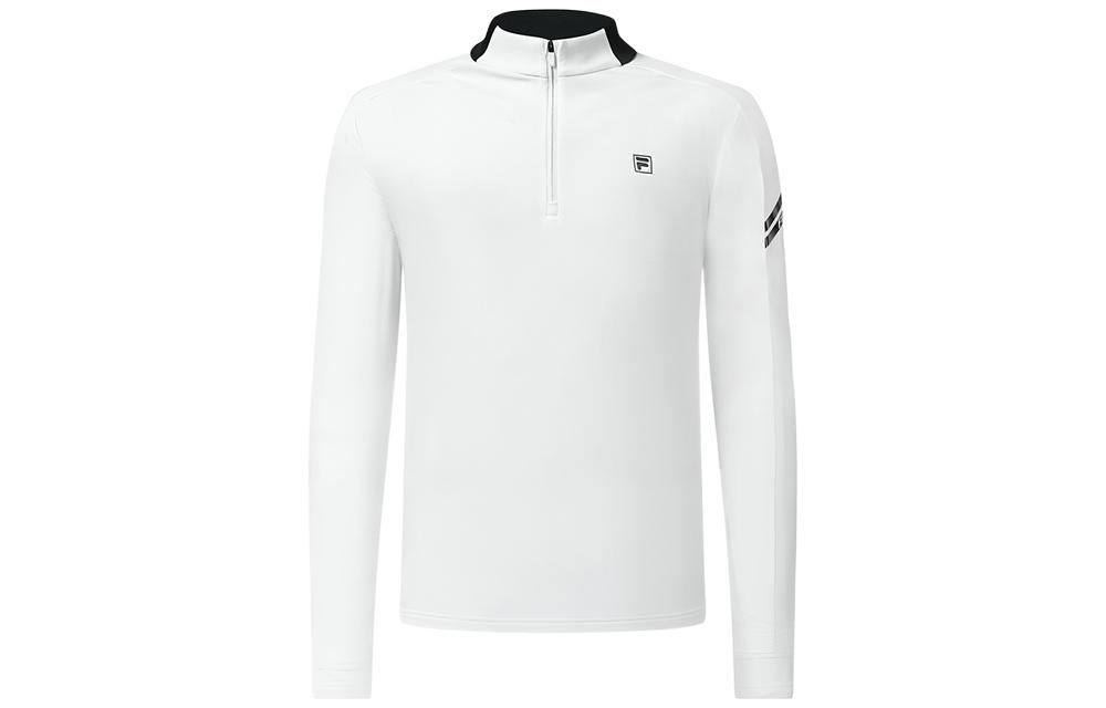 FILA Golf White Jacket with Letter Logo Print and Stand Collar A11M315201F-WT
