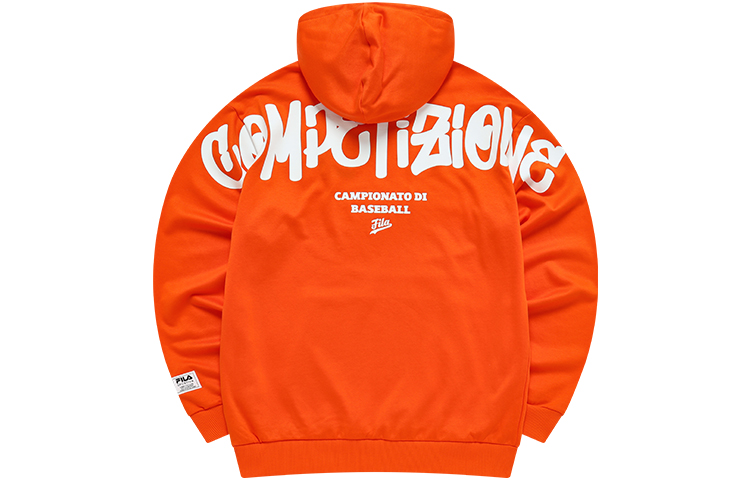FILA Graffiti Print Loose Fit Hoodie in Persimmon Orange T11M132204FOR