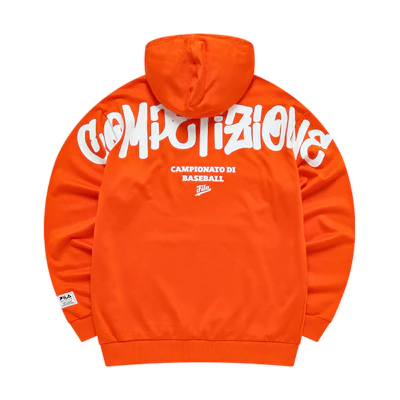 FILA Graffiti Print Loose Fit Hoodie in Persimmon Orange T11M132204FOR