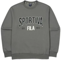 FILA Graphic Logo Crewneck Sweatshirt Unisex Dark Gray Long Sleeve FS2POF3108X-DGY FILA Graphic Logo Crewneck Sweatshirt Unisex Dark Gray Long Sleeve FS2POF3108X-DGY