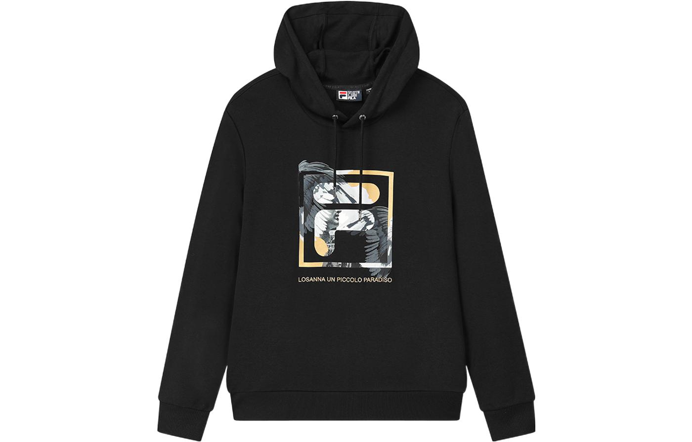 FILA Graphic Print Casual Knit Hoodie - Jet Black F51M138253F-BK