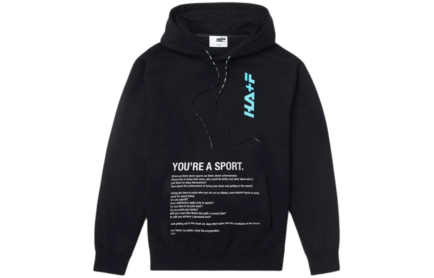 FILA Graphic Print Hoodie Unisex Black FS2POF3H01XB-LK