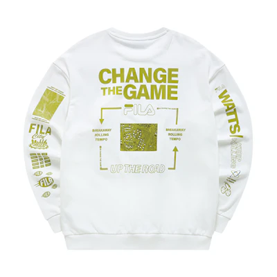 FILA Graphic Print Pullover Sweatshirt Standard White T11M211209FWT