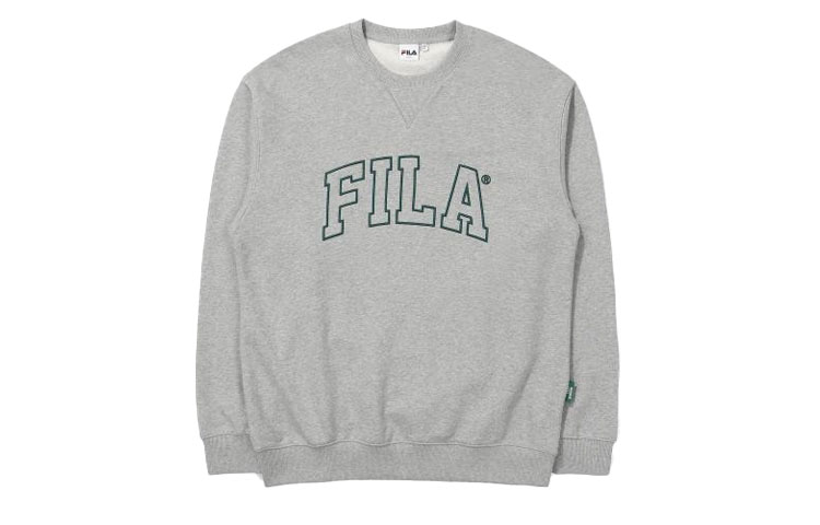 FILA Gray Crewneck Pullover Sweatshirt with Letter Print Design FE2POE6303X-MLY