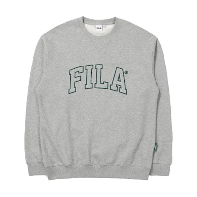 FILA Gray Crewneck Pullover Sweatshirt with Letter Print Design FE2POE6303X-MLY