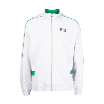 FILA Gray High-Neck Jacket with Logo Patch and Side Stripes SUTTONRAGLANTRACKTOP-GREY